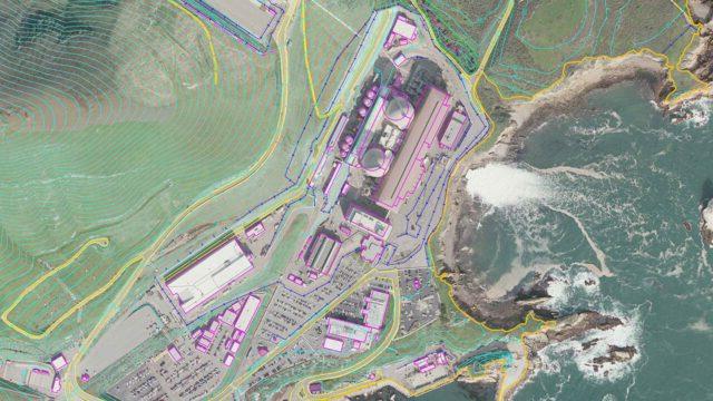 Map of the area surrounding a power plant overlaid with GIS data produced by Tetra Tech's geospatial mapping team